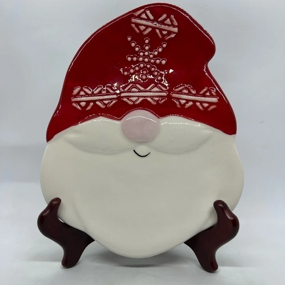 Ceramic Santa Gnome Candy Dish